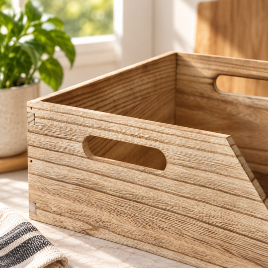 Natural Wood Storage Bins – 2 Pack
