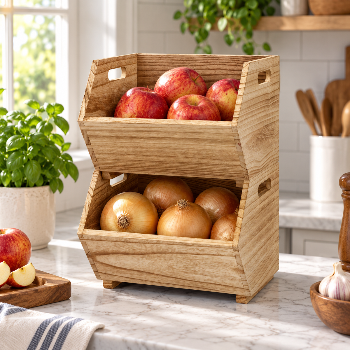 Natural Wood Storage Bins – 2 Pack