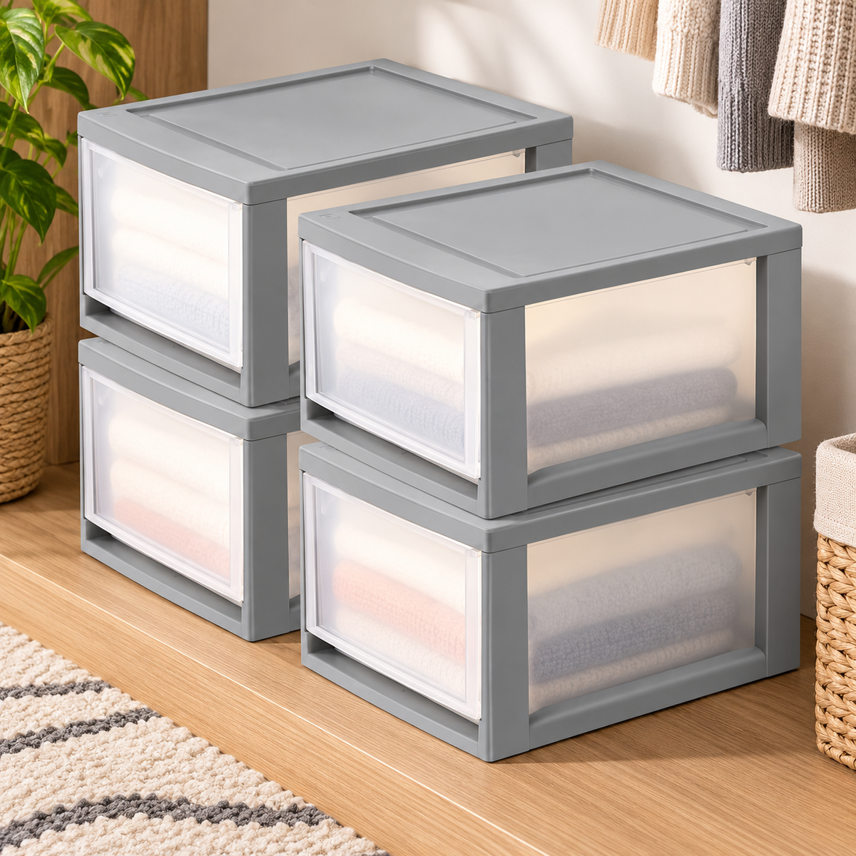 Stackable Storage Drawers – 4 Pack