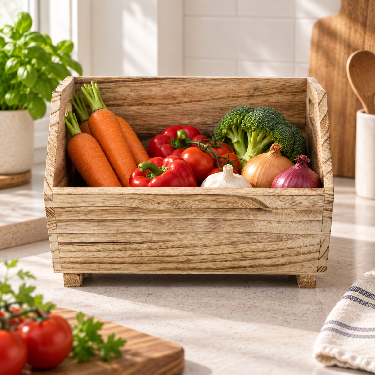 Natural Wood Storage Bins – 2 Pack