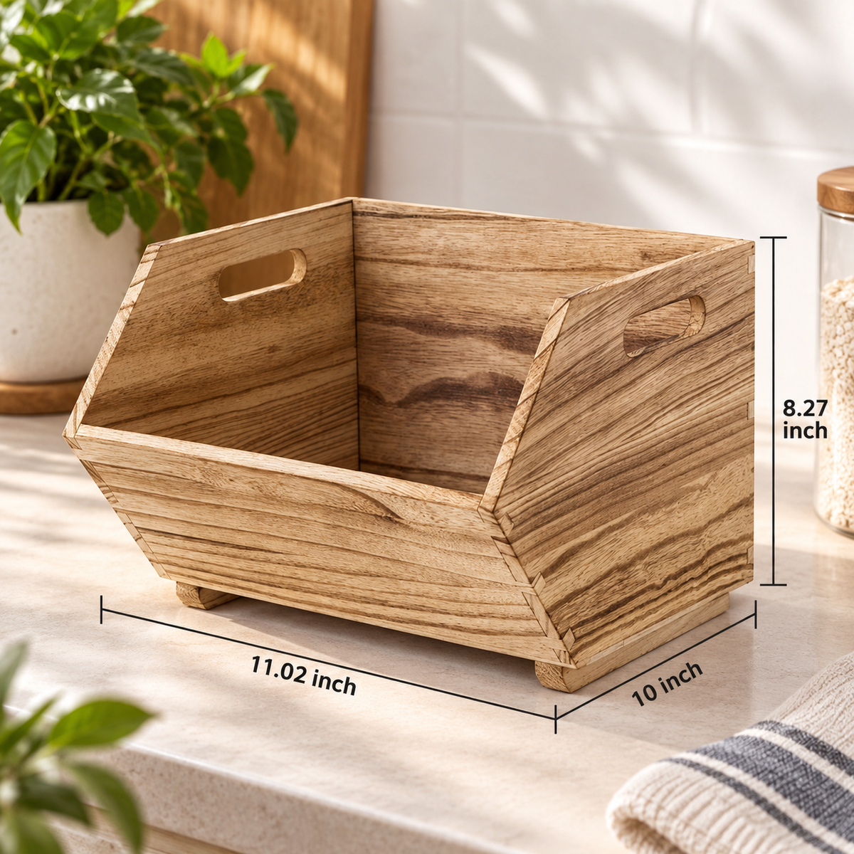Natural Wood Storage Bins – 2 Pack