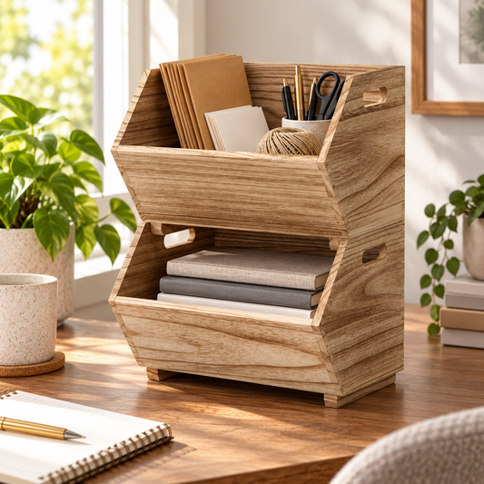 Natural Wood Storage Bins – 2 Pack