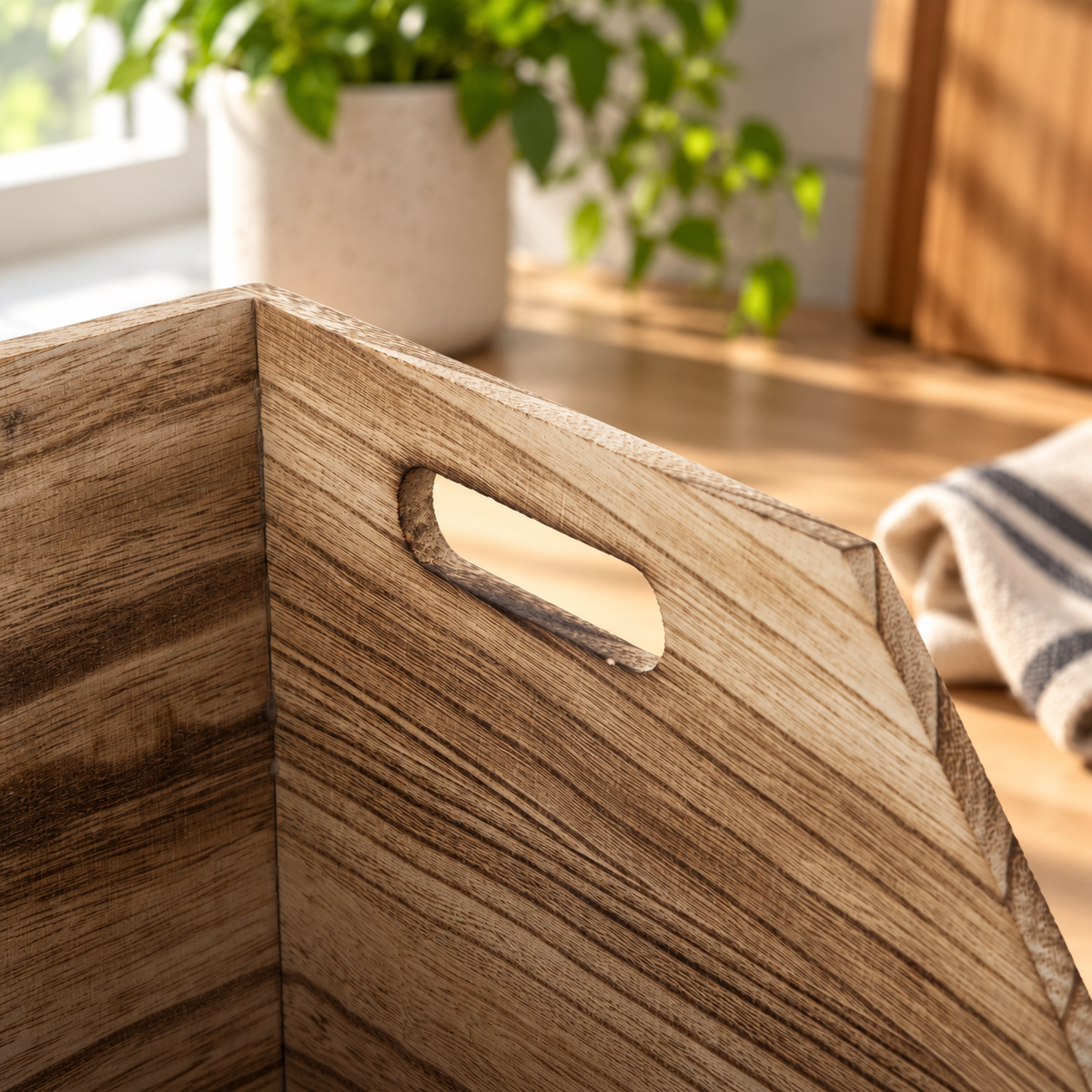 Natural Wood Storage Bins – 2 Pack