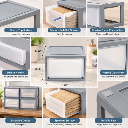 Stackable Storage Drawers – 4 Pack